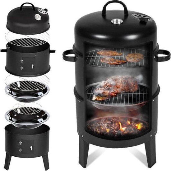 BBQ Fumeur - Barbecue - Fumeur - Design 3 Grilles - Fumer et griller - Barbecue de jardin - Grillades traditionnelles – Gril
