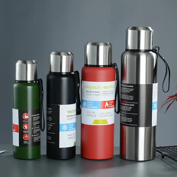 Bouteille d'eau en acier inoxydable 304, couvercle tout en acier, Thermos, bouilloire de voiture, grande capacité, sport en plein air