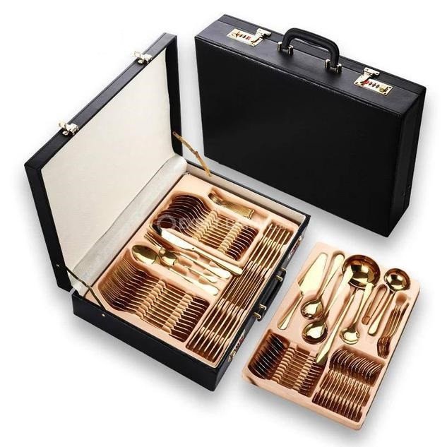 Ensemble de couverts 84 pièces - Couverts - Articles ménagers - Gadgets de cuisine - Ensemble d'argenterie - Essentiels pour la maison - Ensembles d'ustensiles - Acier inoxydable, fourchettes et cuill