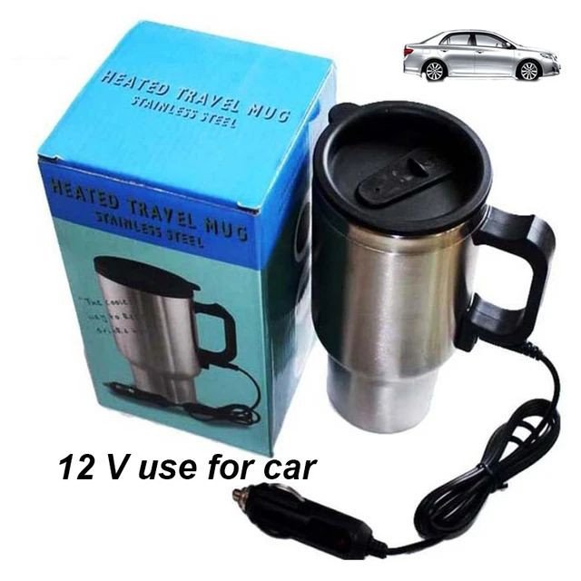 Tasse de chauffage en acier inoxydable du voiture, maintient la température chaude, souhaitable pour vie quotidienne. Le Jardin es acier inoxydable, et l'intérieur est en plastique