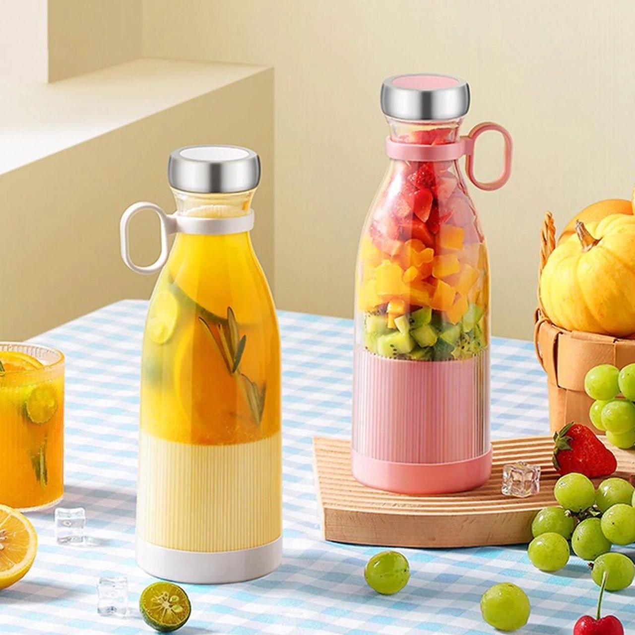 Presse-agrumes électrique portable, vente en gros, mini bouteille de jus de fruits en plastique de 350ml